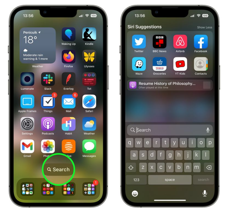 南郑苹果手机维修分享升级到 iOS 16 后，如何删除主屏幕上的搜索按钮 