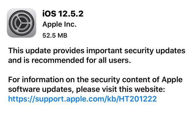 南郑苹果手机维修分享iOS12.5.2发布，建议所有老苹果用户安装 